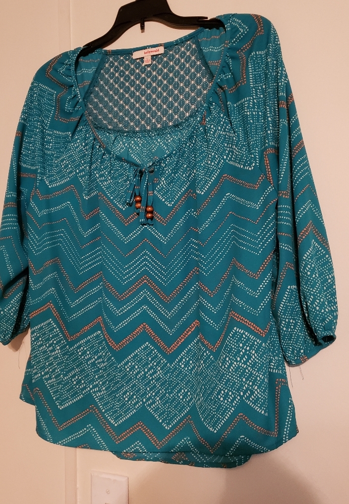 Teal Xhilaration Hollywood Sz Large Peasant Top